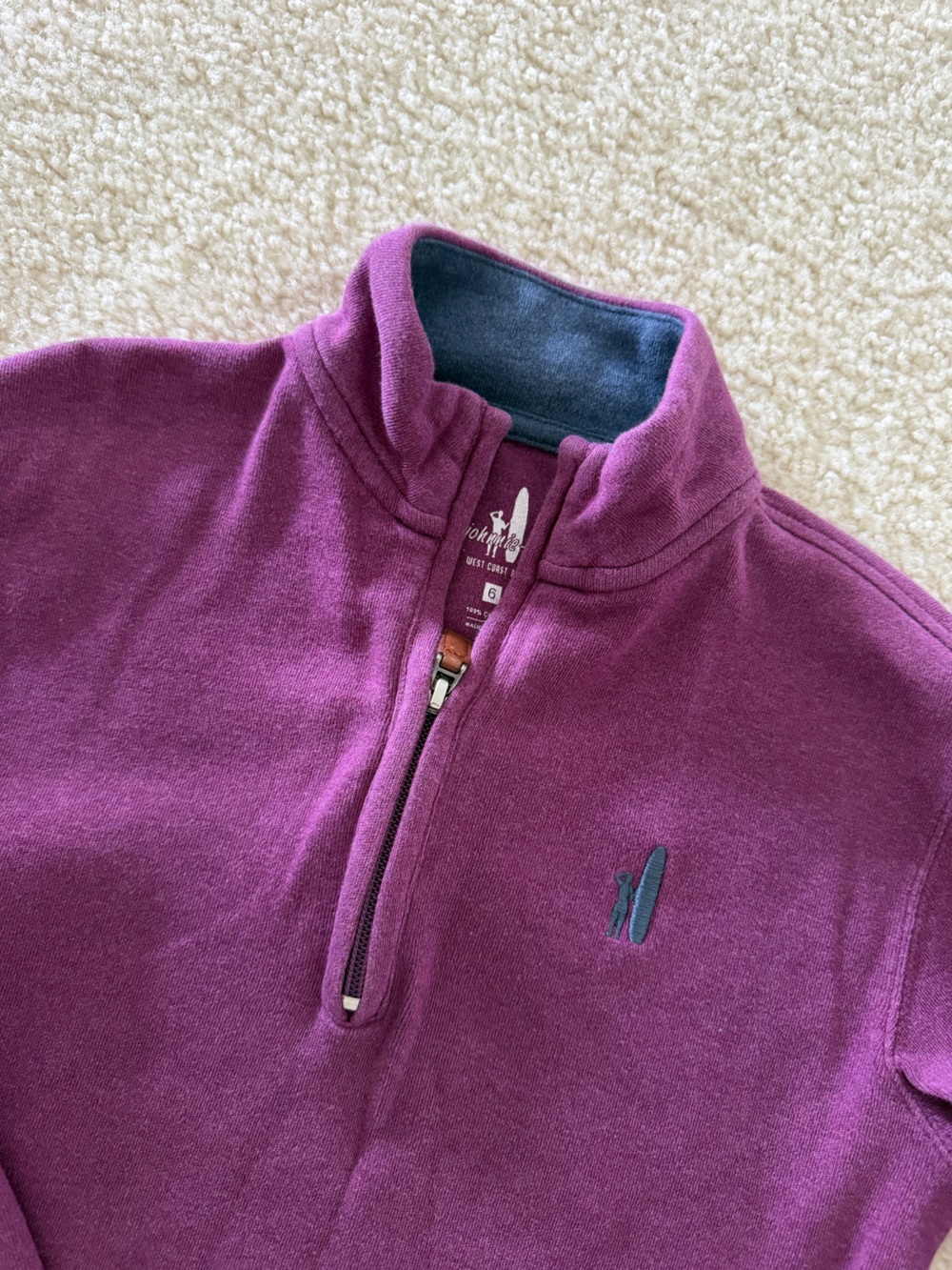 Johnnie-O Sully Jr Boys Kids 1/4 Zip Pullover Size 6 Purple Plum Preppy